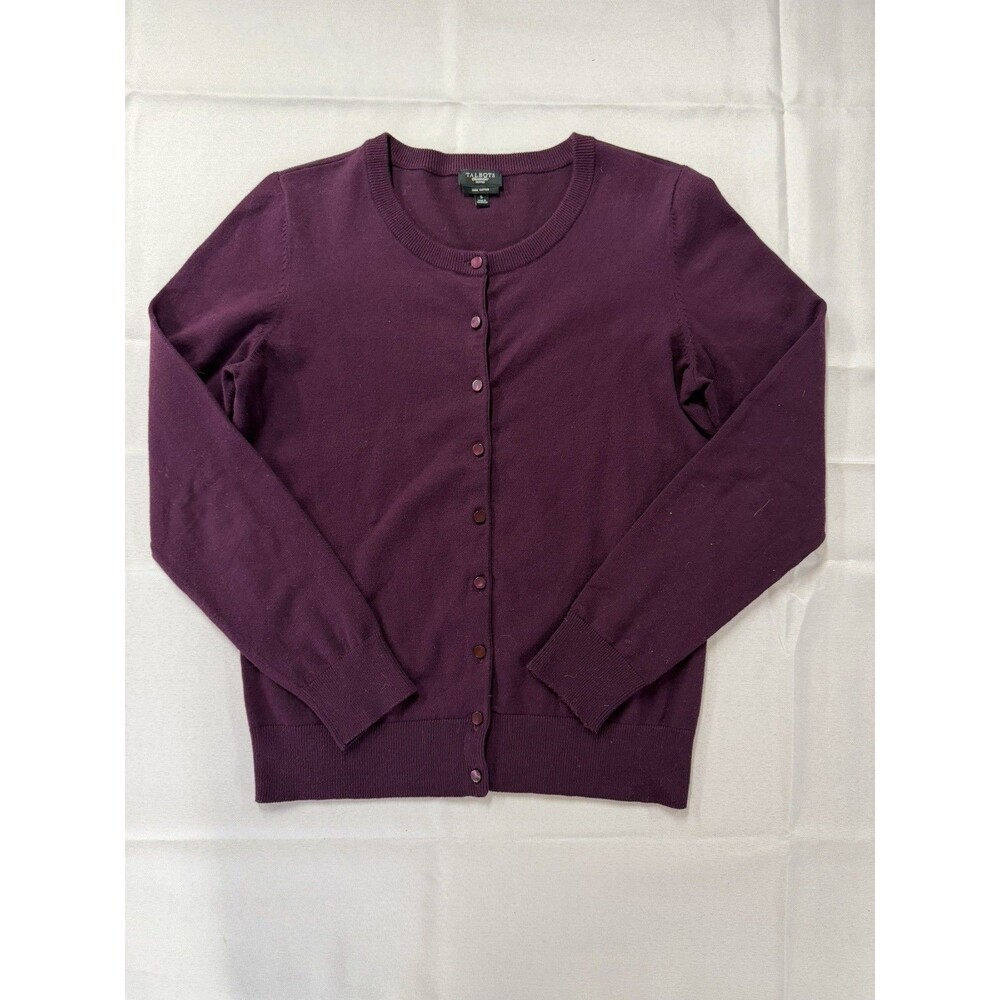Talbots Cardigan Women S Plum Purple Button Up Pima Cotton Casual Classic Preppy